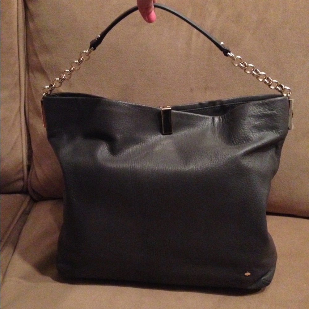 Kate Spade dark gray shoulder tote - like new